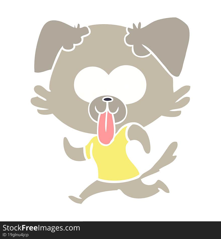 flat color style cartoon dog with tongue sticking out