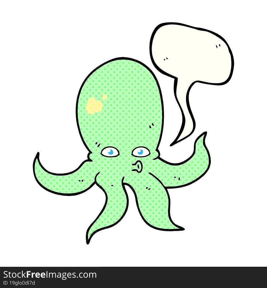 Comic Book Speech Bubble Cartoon Octopus