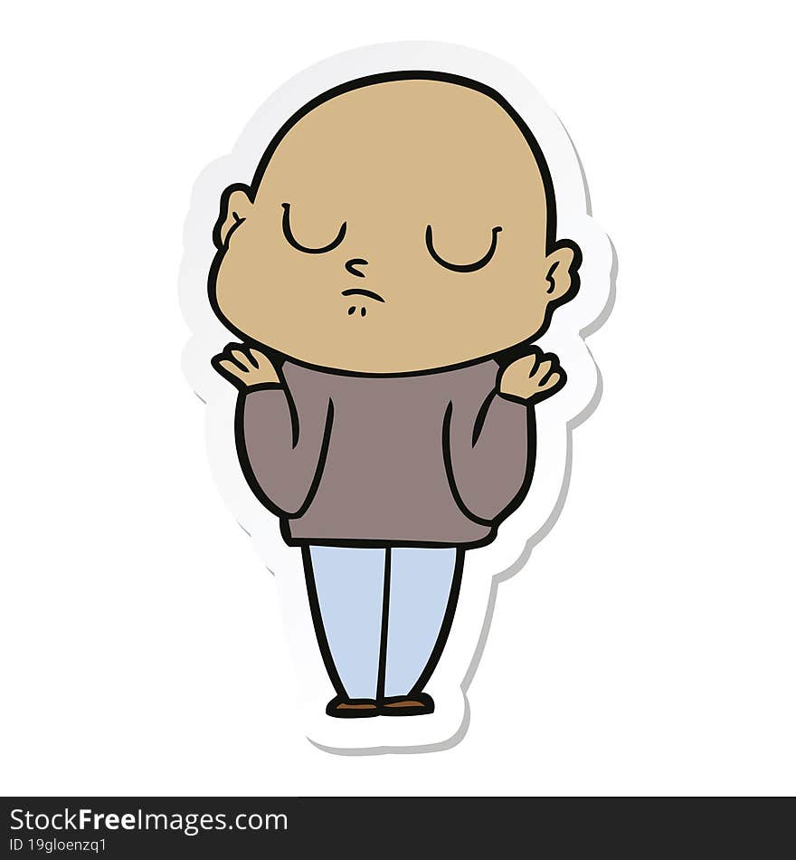 sticker of a cartoon bald man