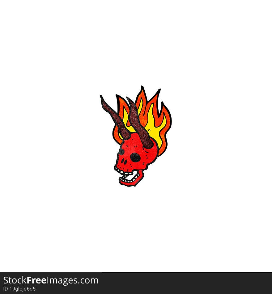 Flaming Devil Skull Cartoon