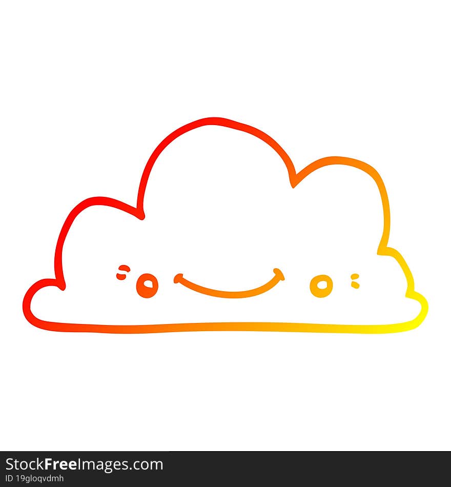 Warm Gradient Line Drawing Cute Cartoon Cloud