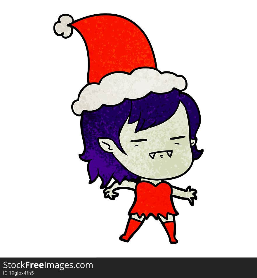 textured cartoon of a undead vampire girl wearing santa hat