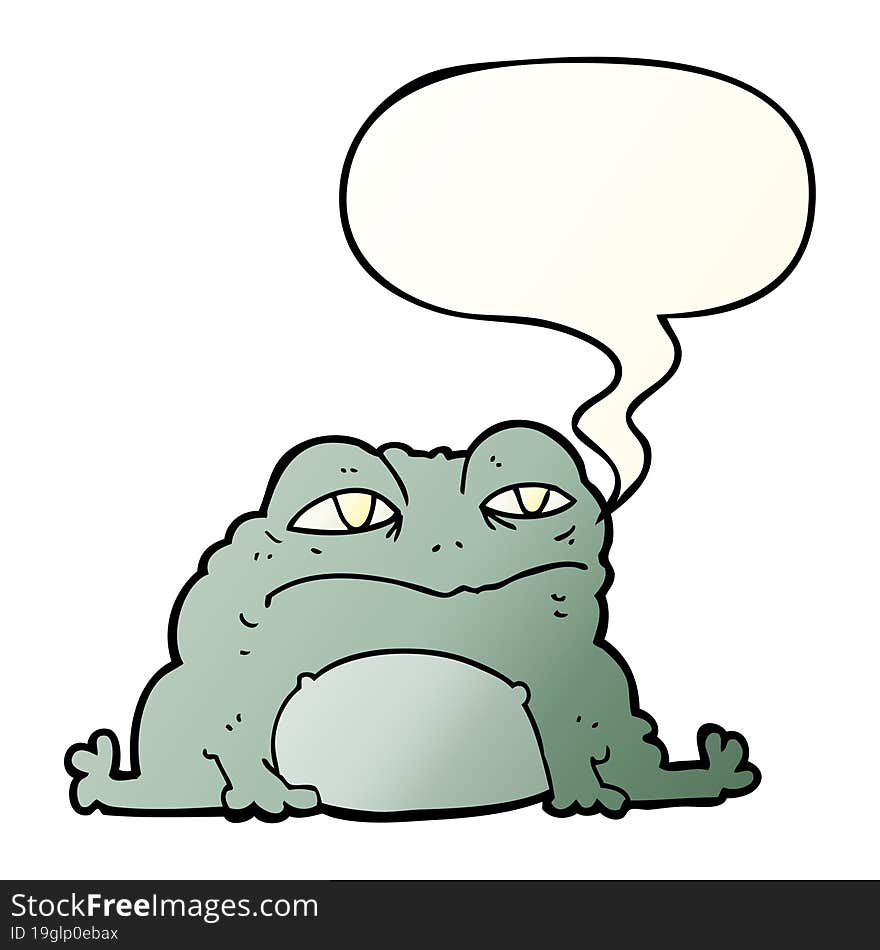 cartoon toad and speech bubble in smooth gradient style