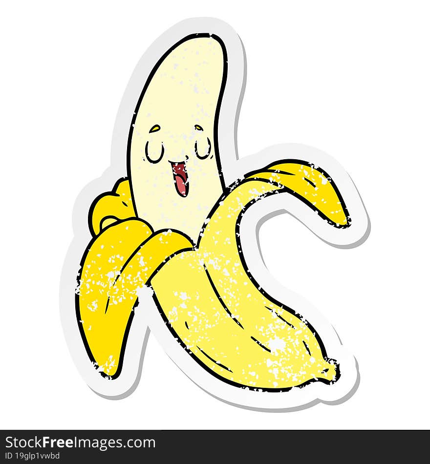 distressed sticker of a cartoon banana