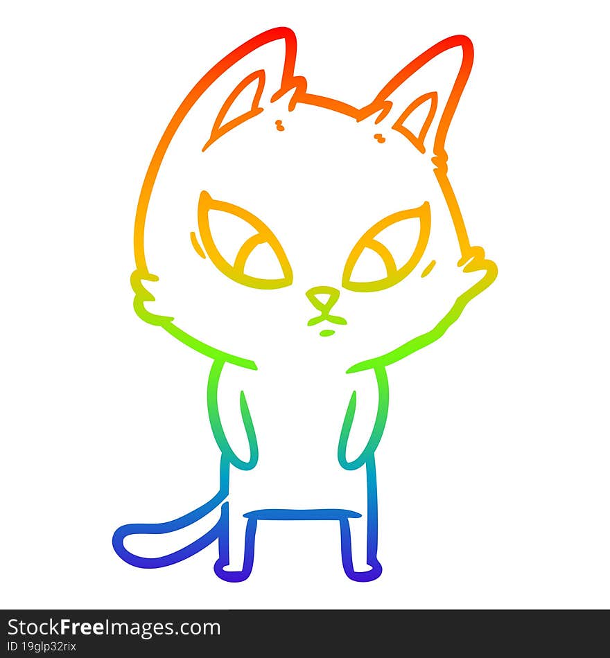 rainbow gradient line drawing confused cartoon cat