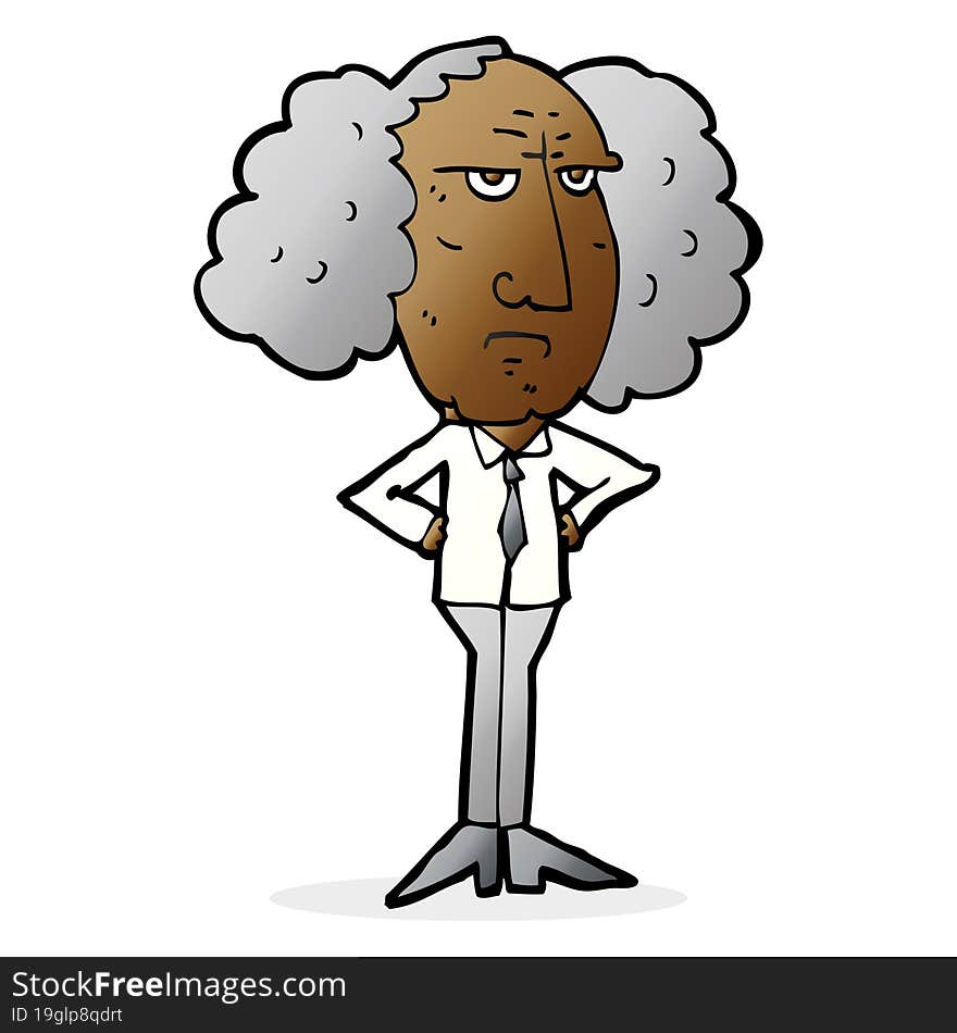 cartoon big hair lecturer man