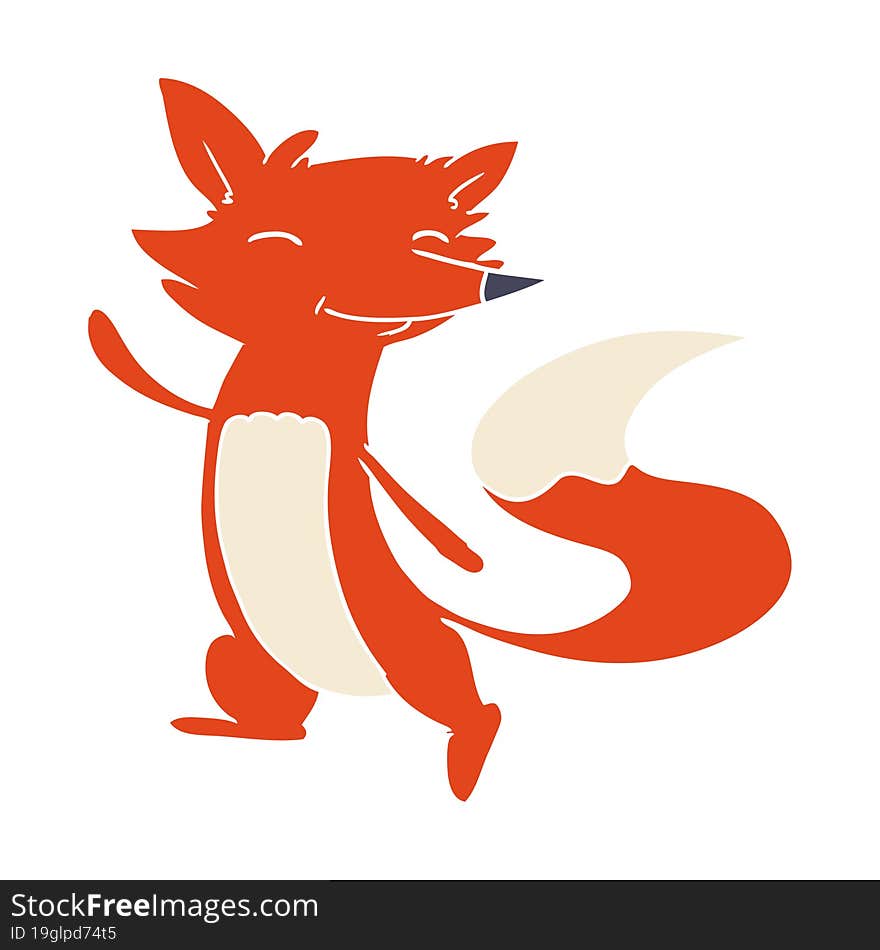 flat color style cartoon happy fox