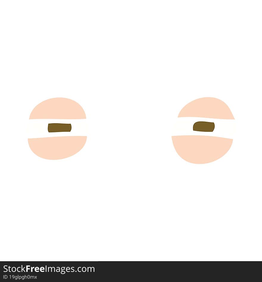 Flat Color Illustration Of A Cartoon Suspicious Eyes