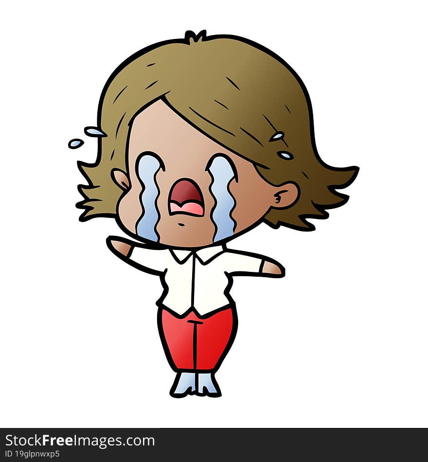 cartoon woman crying. cartoon woman crying