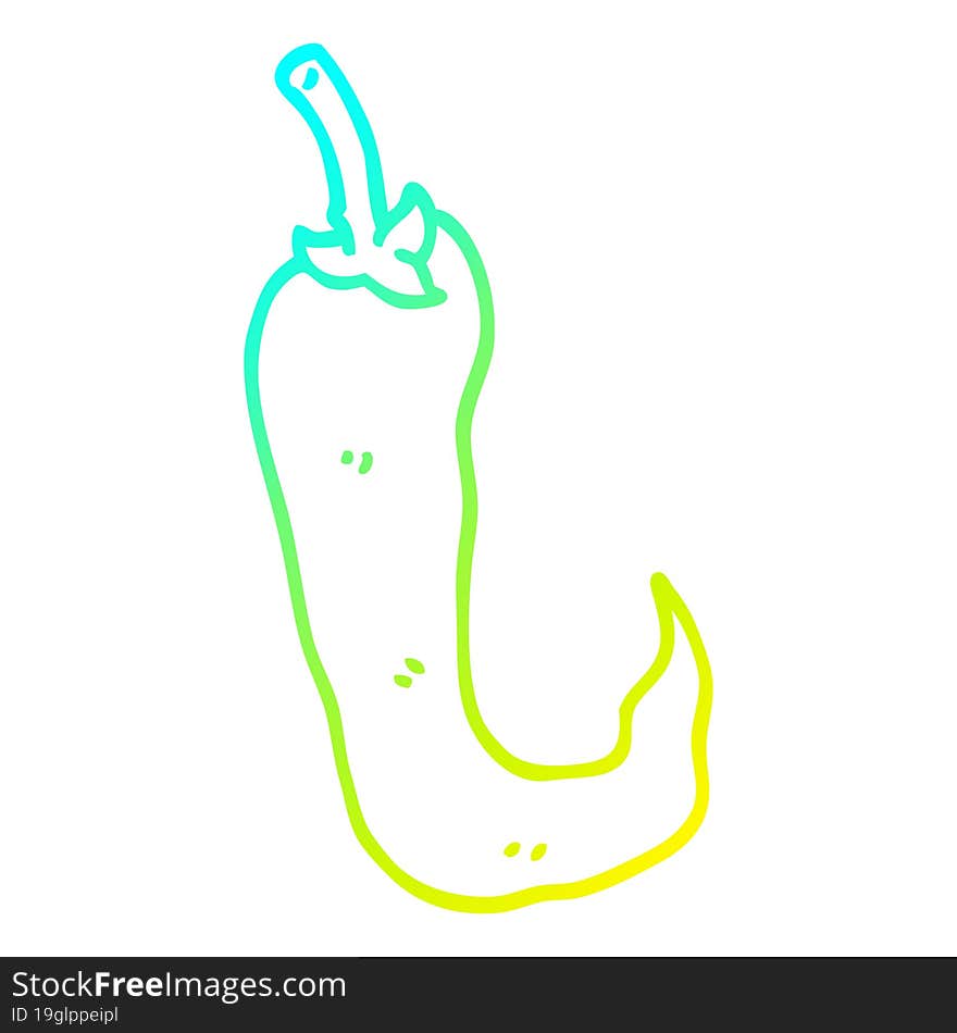 cold gradient line drawing cartoon chilli pepper