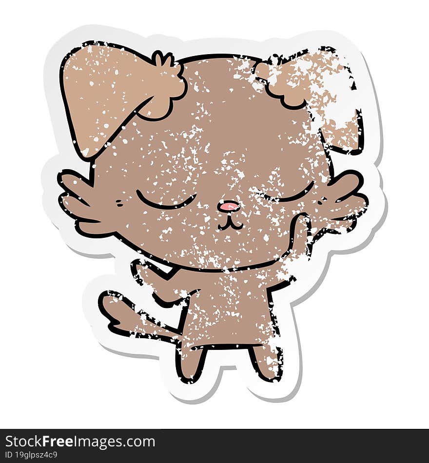 distressed sticker of a cute cartoon dog