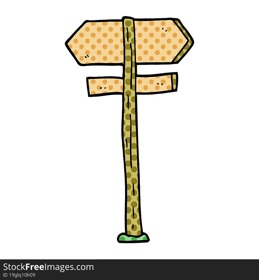 cartoon doodle direction sign