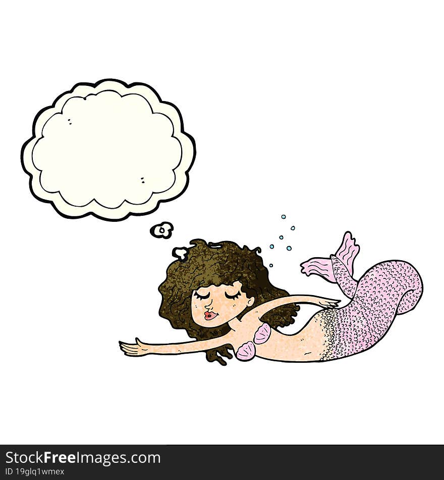 Cartoon Mermaid With Thought Bubble