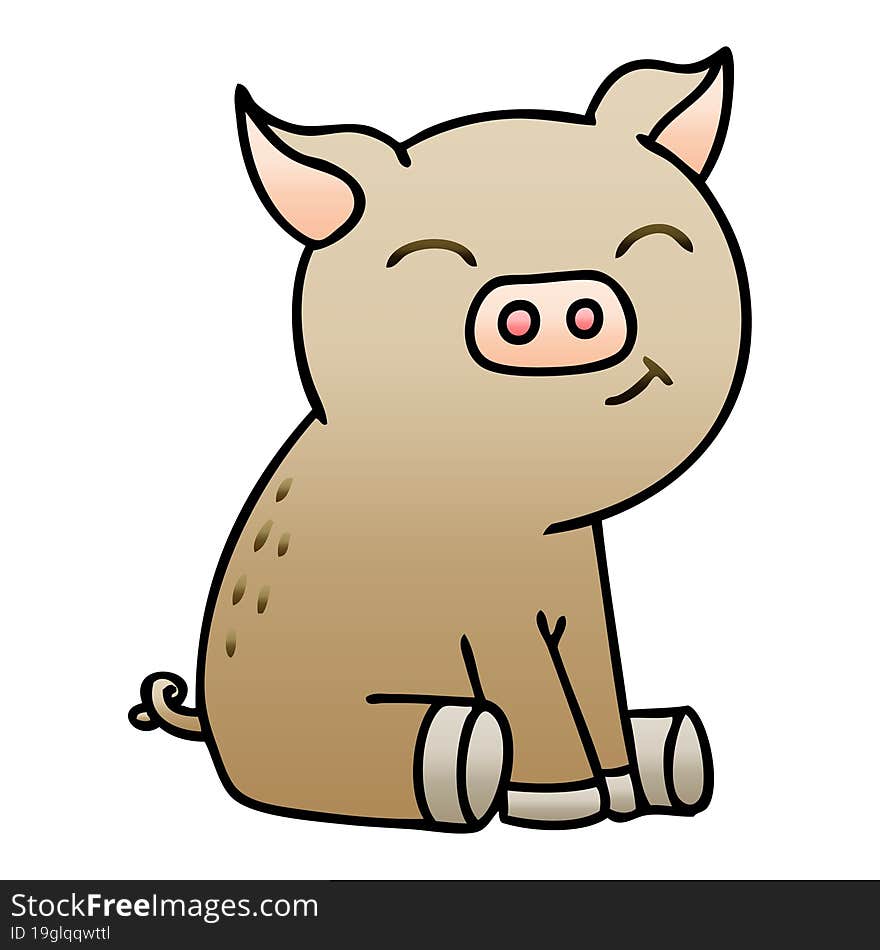 quirky gradient shaded cartoon pig