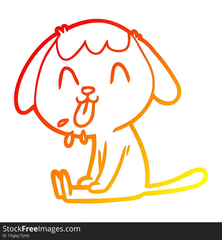 Warm Gradient Line Drawing Cute Cartoon Dog