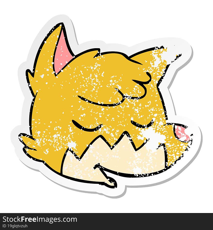 distressed sticker of a cartoon fox face