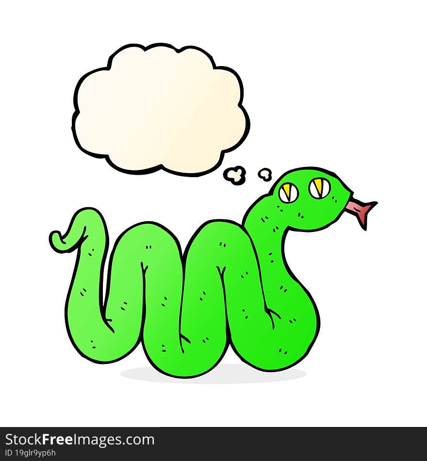 funny cartoon snake with thought bubble