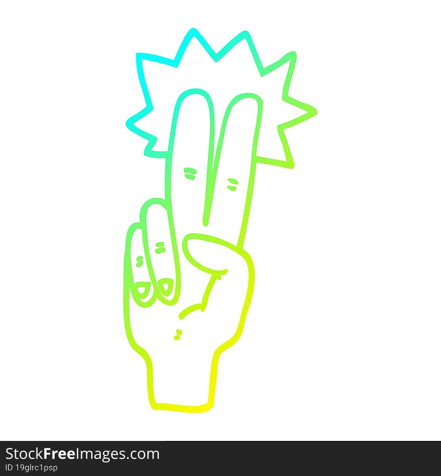 cold gradient line drawing of a cartoon peace sign