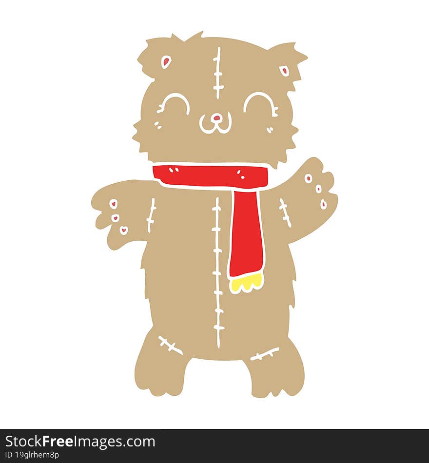 flat color style cartoon teddy bear