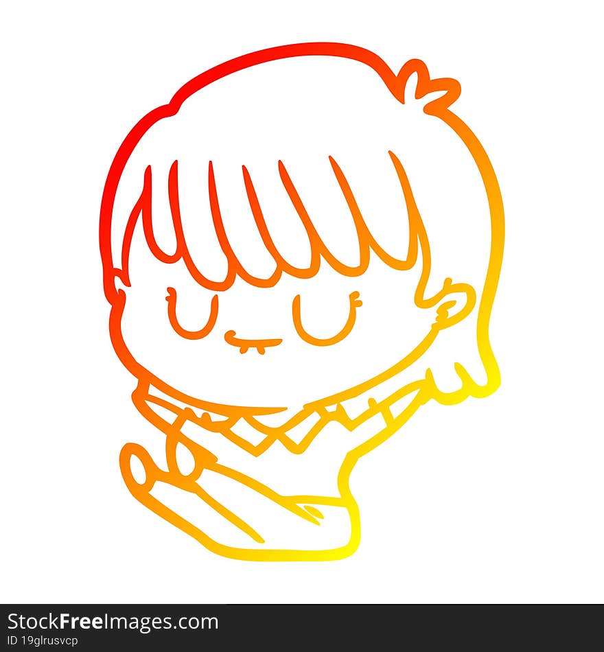 warm gradient line drawing of a cartoon woman