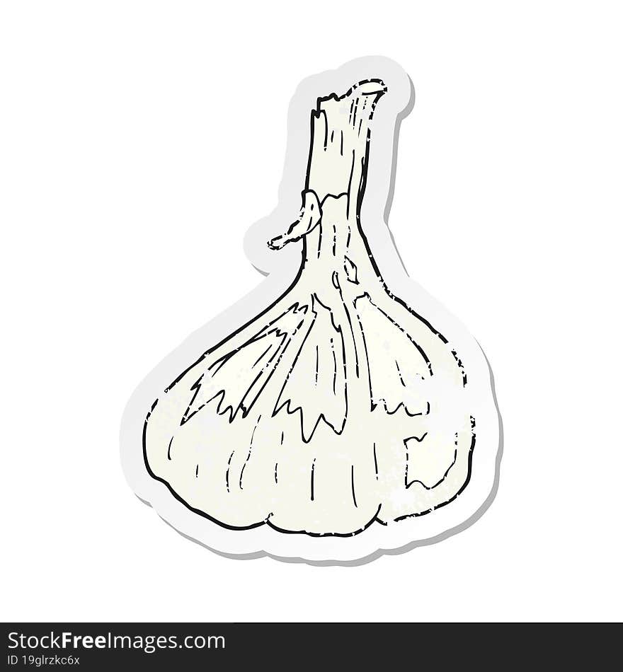 retro distressed sticker of a cartoon garlic