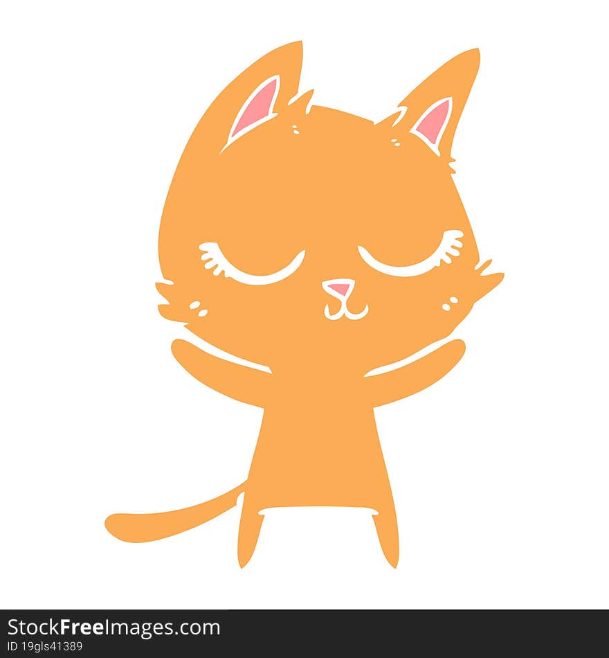 Calm Flat Color Style Cartoon Cat