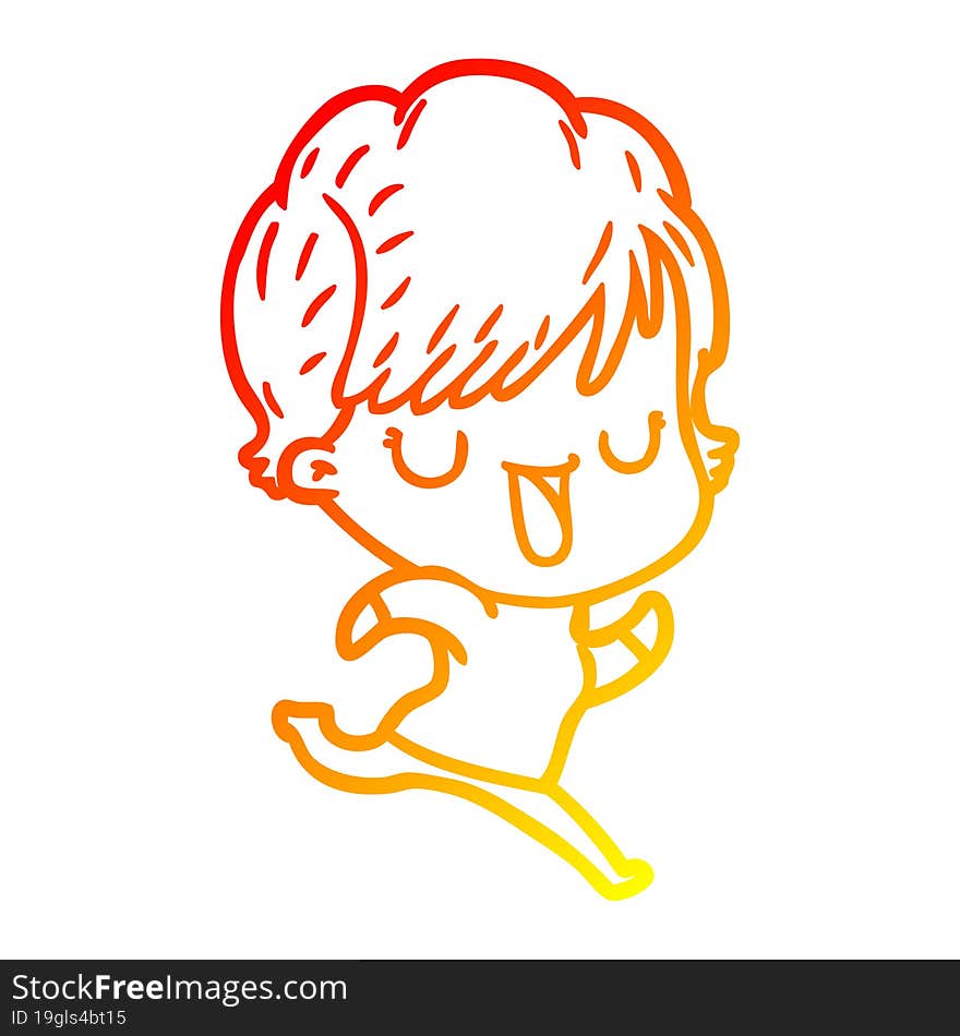 warm gradient line drawing of a cartoon woman talking