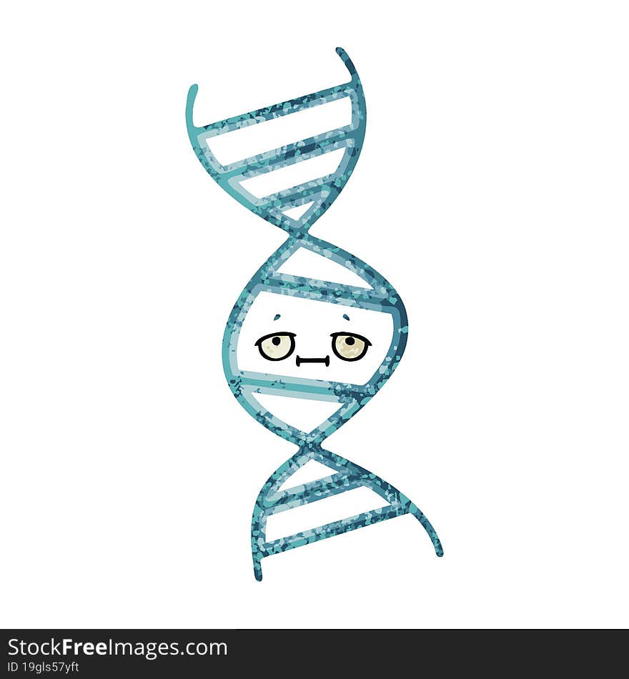 retro illustration style cartoon DNA strand