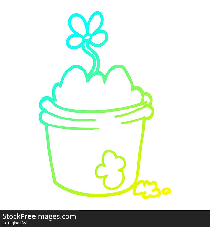 cold gradient line drawing cartoon flower pot