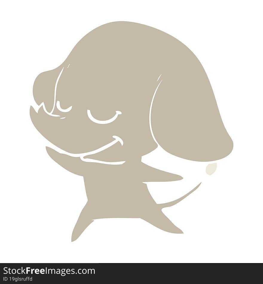 Flat Color Style Cartoon Smiling Elephant