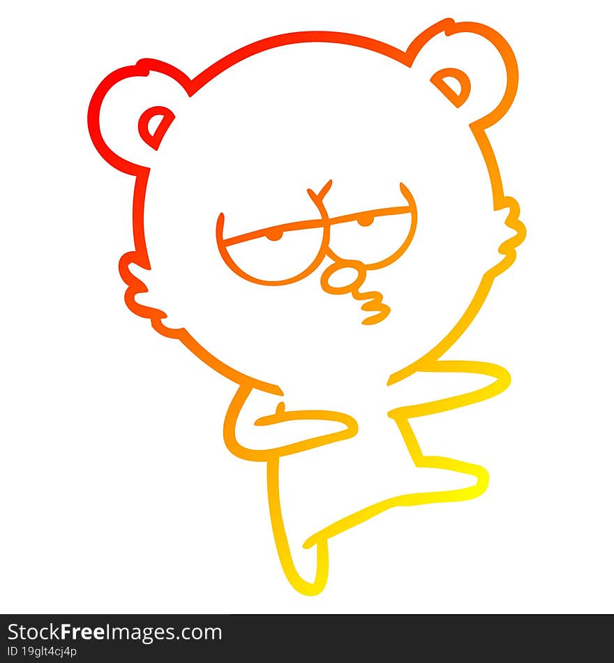 warm gradient line drawing bored bear cartoon dancing