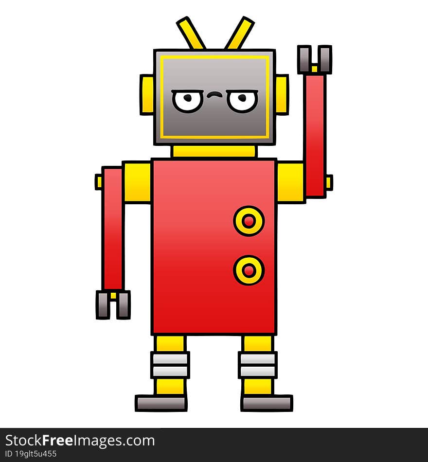 gradient shaded cartoon of a annoyed robot