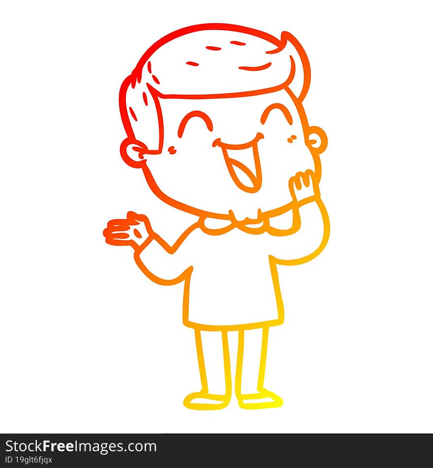 warm gradient line drawing of a cartoon happy man