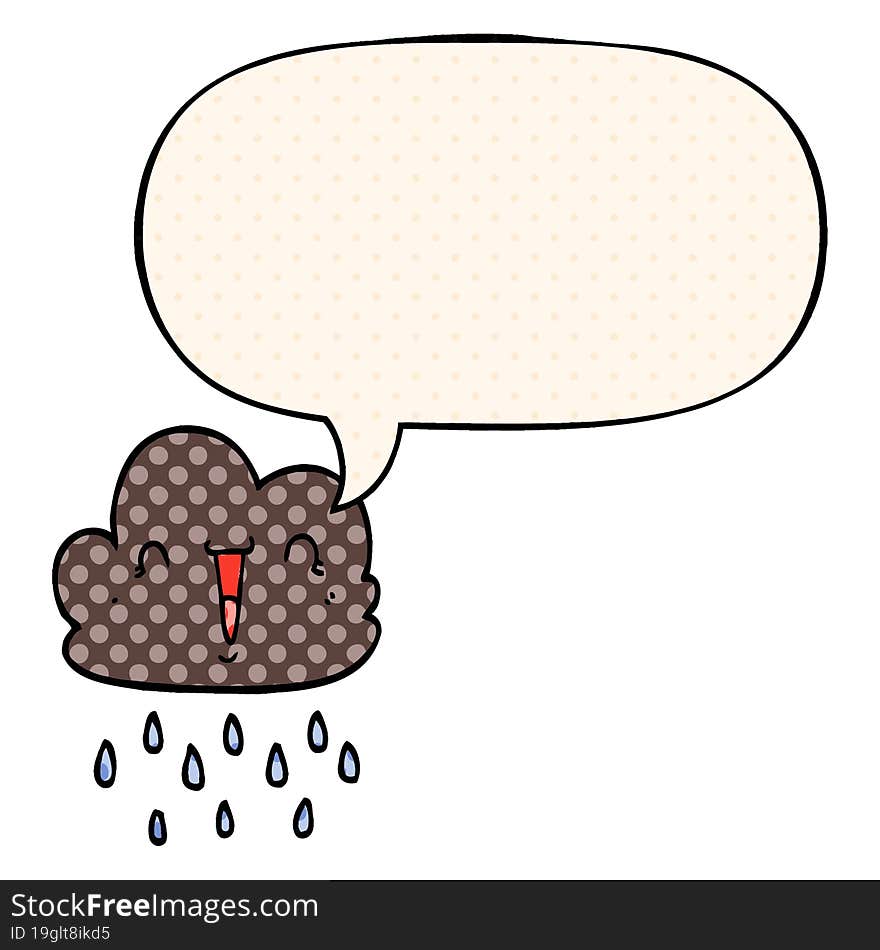 cartoon storm cloud and speech bubble in comic book style