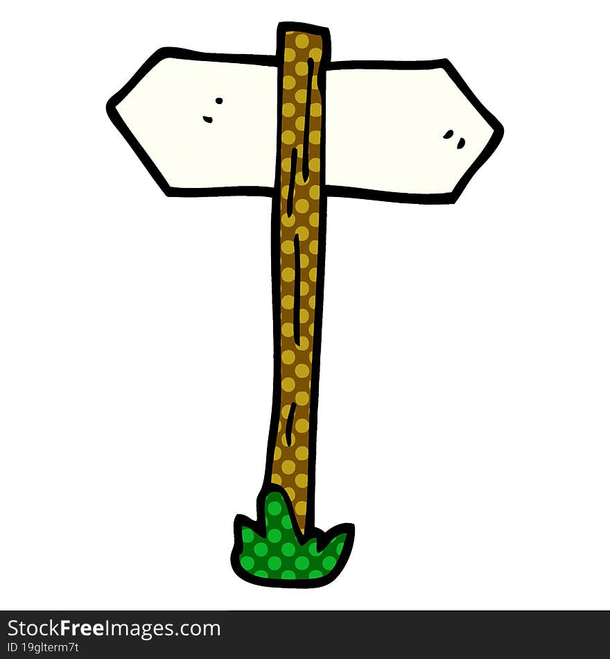 cartoon doodle painted direction sign posts