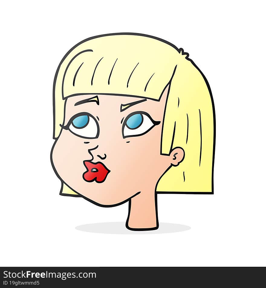 freehand drawn cartoon female face