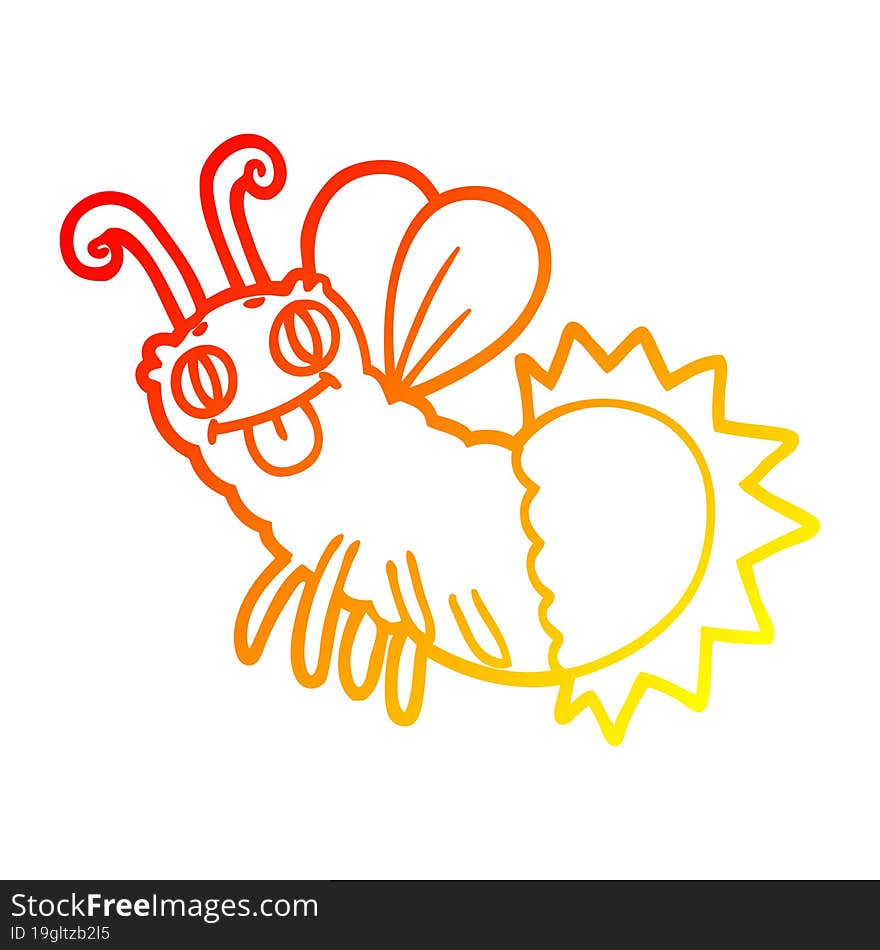 warm gradient line drawing cartoon firefly