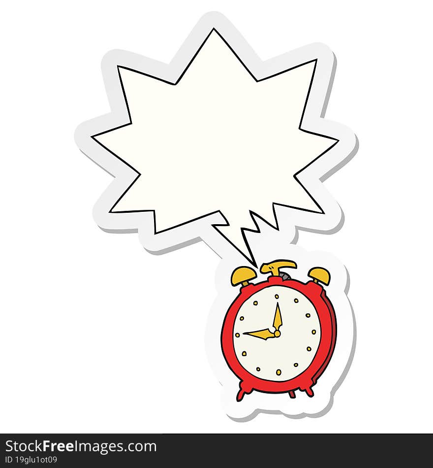 Cartoon Alarm Clock And Speech Bubble Sticker