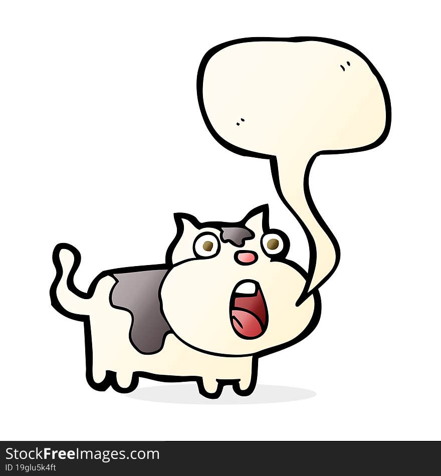 Cartoon Shocked Cat With Speech Bubble