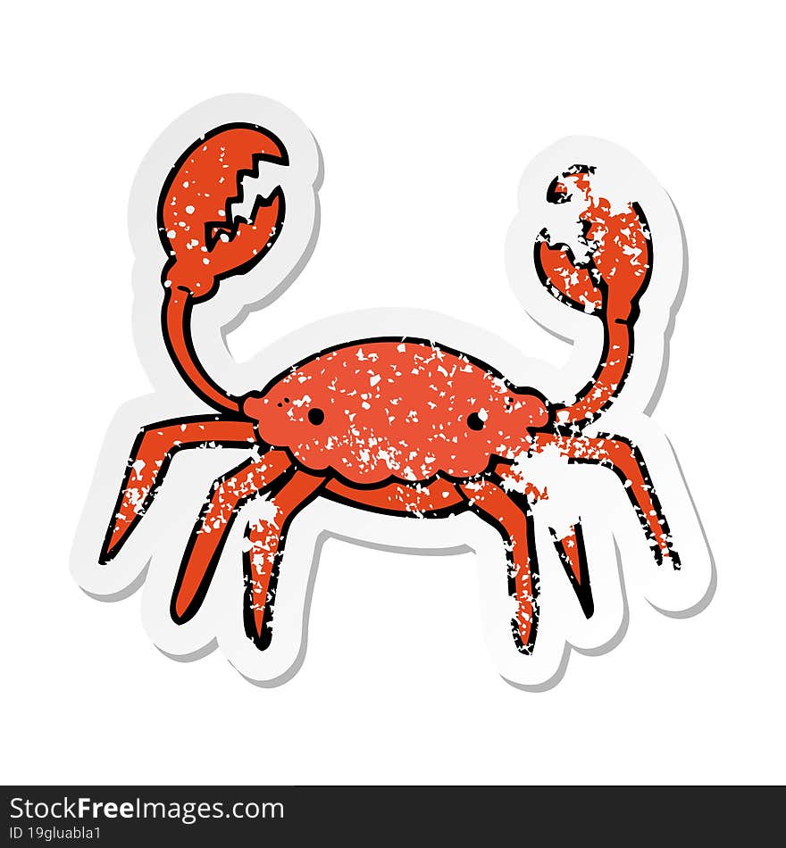 distressed sticker of a cartoon crab