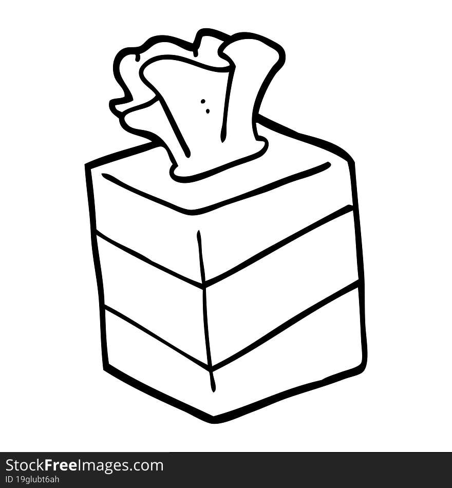 black and white cartoon tissue box