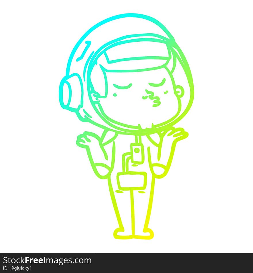 cold gradient line drawing cartoon confident astronaut