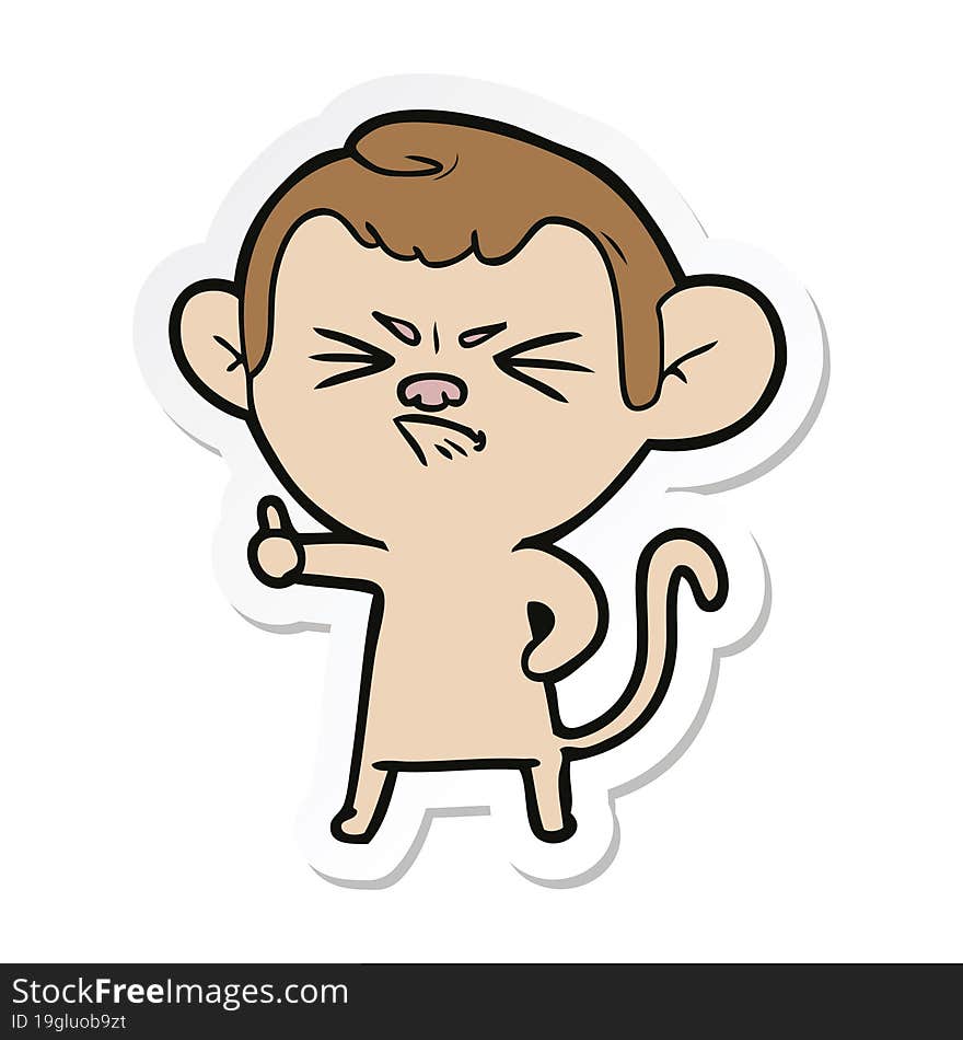 sticker of a cartoon angry monkey