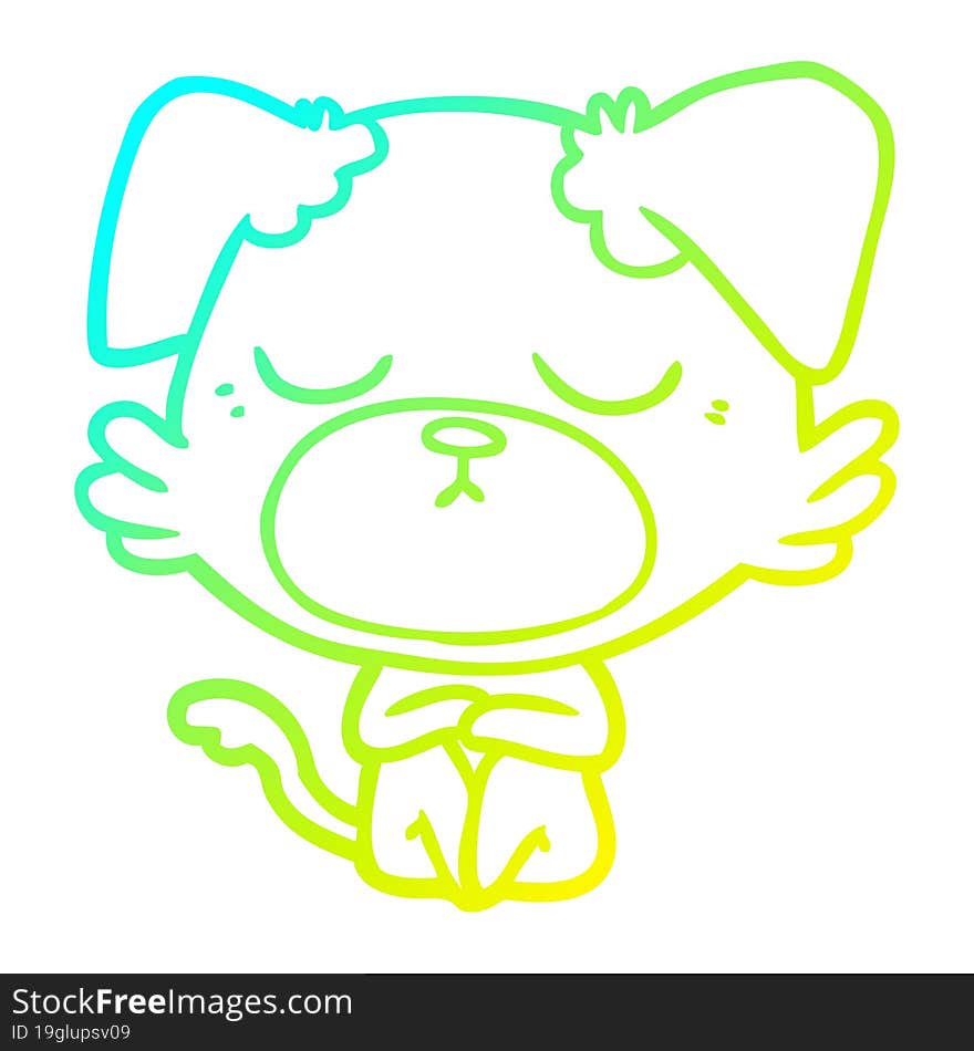 Cold Gradient Line Drawing Cute Cartoon Dog