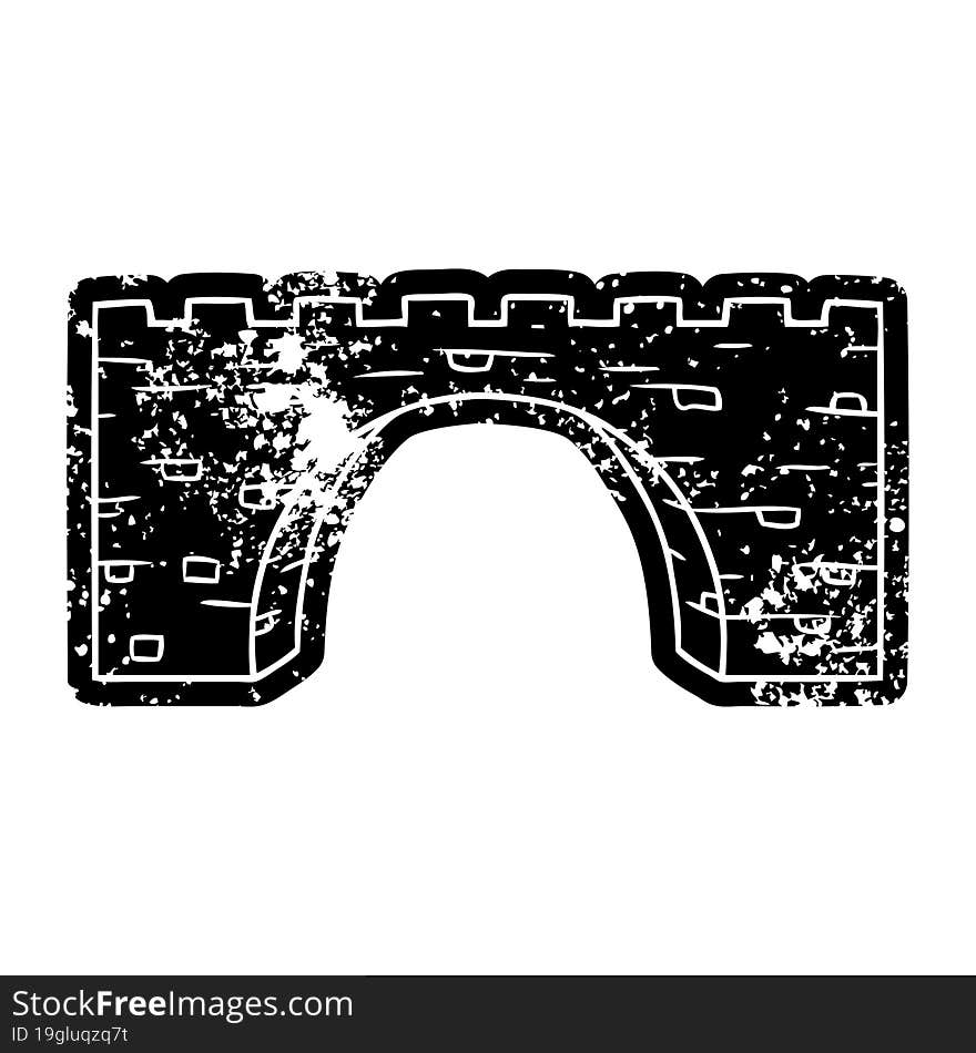 Grunge Icon Drawing Of A Stone Bridge