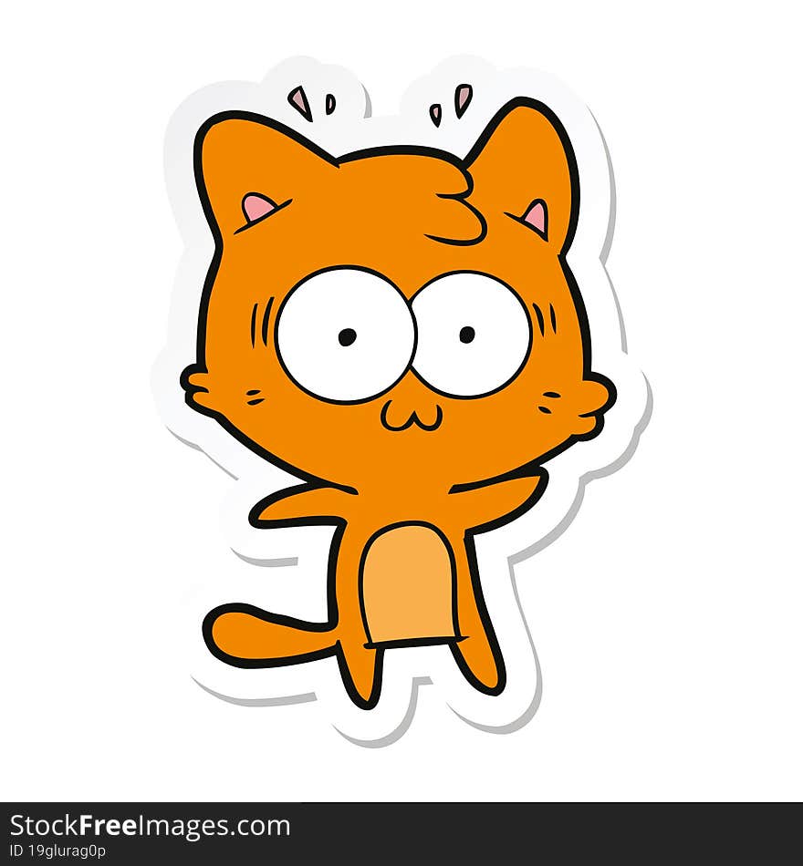 sticker of a cartoon surprised cat