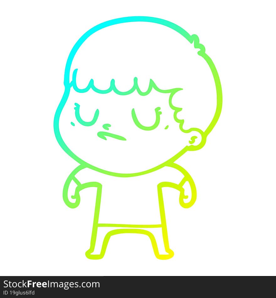 cold gradient line drawing cartoon grumpy boy