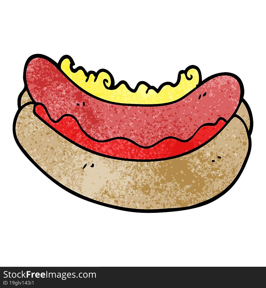 cartoon doodle hotdog in a bun