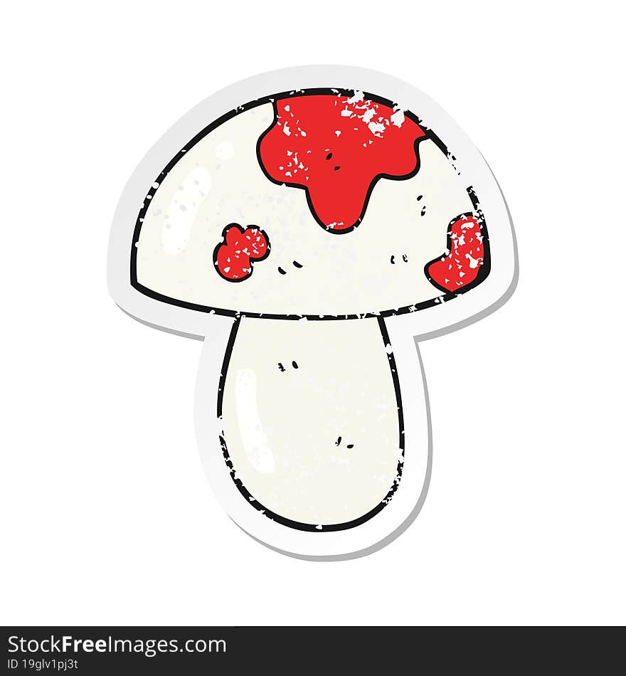 Retro Distressed Sticker Of A Cartoon Toadstool