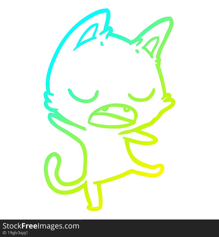 Cold Gradient Line Drawing Talking Cat Cartoon